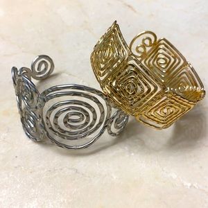 Gold and Silver Arm Cuff Bracelets